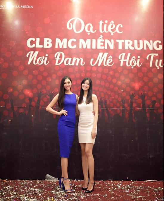 Diệu Ngọc hội ngộ Hoa hậu Việt Nam 2008 Thùy Dung trong sự kiện ở Đà Nẵng. Cả hai đều có chiều cao khủng.