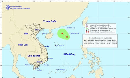 
Áp thấp nhiệt đới trên Biển Đông gây ảnh hưởng tới các vùng biển nước ta.
