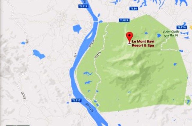 
Vị trí khu Le Mont Bavi Resort & Spa trên bản đồ Vườn Quốc gia Ba Vì.
