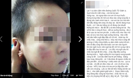 Bài viết và hình ảnh về vụ bắt cóc hụt ở Hà Nội được đăng tải trên Facebook. Ảnh: internet.