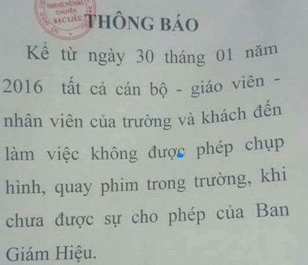 Trường học ra quy định cấm cả quay phim, chụp ảnh trong trường.