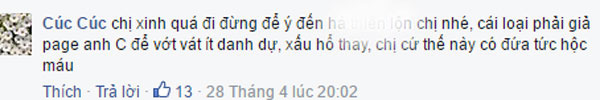 
Thậm chí, có người vào Facebook Hạ Vi để hy vọng người đẹp không bị phân tâm bởi câu chuyện mạo danh fanpage.
