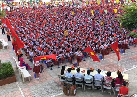 
Năm nay, trường Tiểu học Hoàng Liệt đón hơn 600 học sinh lớp 1.
