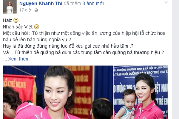 
Khánh Thi lên tiếng về việc làm từ thiện của Hoa hậu Việt Nam 2016.
