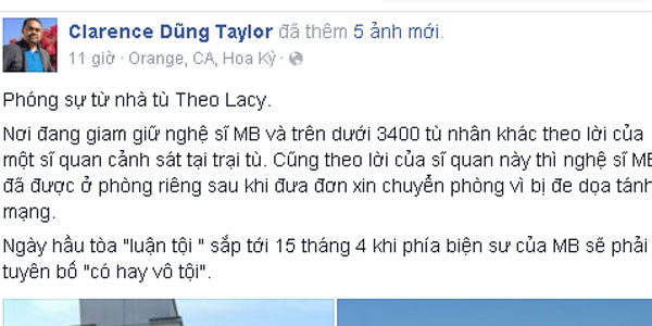 
Dũng Taylor tiếp tục cập nhật tình hình của Minh Béo.
