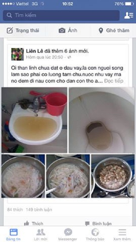 Hình ảnh được cô Lê Liên chụp lại và tố cáo nhà trường dùng nước bẩn nấu cho học sinh.