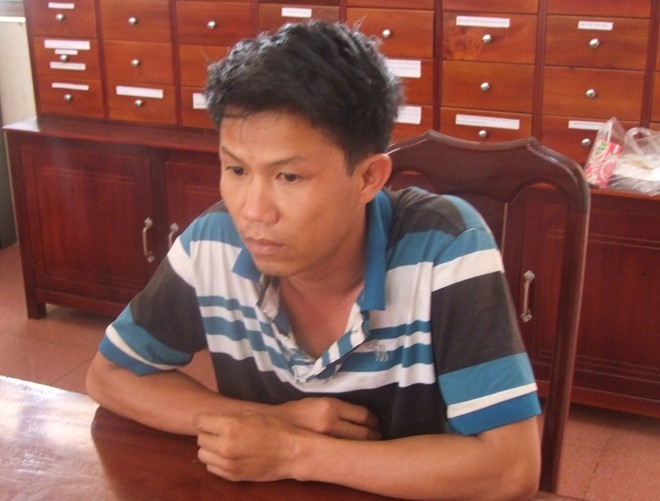 Nghi can Tám tại cơ quan điều tra. Ảnh: CTV.