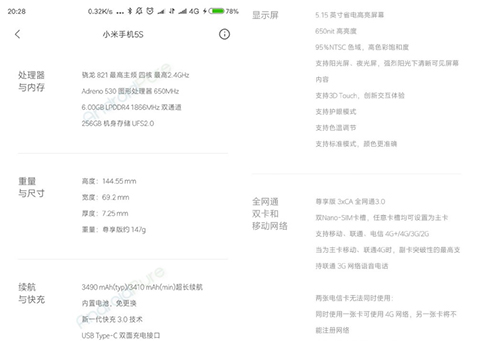 
hông số cấu hình ấn tượng của Xiaomi Mi 5s.
