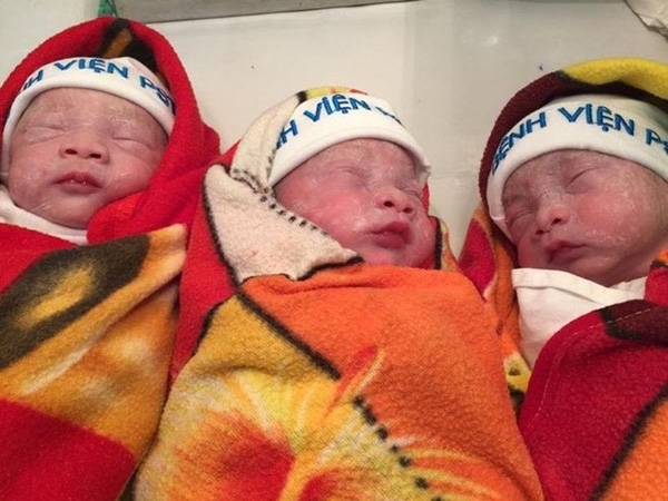 Các bé con chị Huế khi mới chào đời tại Bệnh viện Phụ sản Trung Ương.