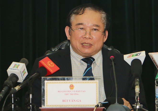 Thứ trưởng GD&ĐT Bùi Văn Ga tại buổi họp báo chiều 28/9. Ảnh: Ngân Giang.