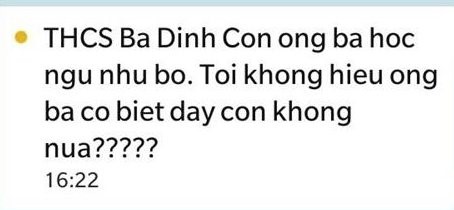Tin nhắn gửi đến điện thoại của phụ huynh học sinh trường THCS Ba Đình. Ảnh: Vietnamnet.
