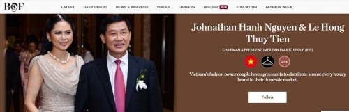 Hình ảnh bố mẹ chồng Tăng Thanh Hà trên trang Business of Fashion.