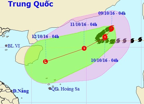 Bão số 6 có thể suy yếu thành áp thấp nhiệt đới khi tiến sát quần đảo Hoàng Sa. Ảnh:NHCMF.