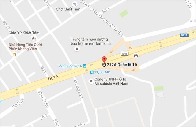 Vị trí gần nơi xảy ra tai nạn. Ảnh: Google map