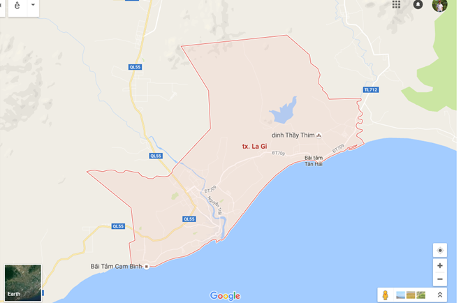 
Thị xã La Gi nằm phía Đông Nam tỉnh Bình Thuận, tiếp giáp tỉnh Bà Rịa - Vũng Tàu.Ảnh: Google map.
