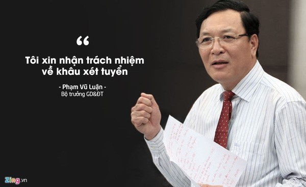 Ngày 21/8/2015, ông Phạm Vũ Luận nhận trách nhiệm về những vấn đề vướng mắc nảy sinh trong quá trình xét tuyển. Trước đó, việc đăng ký xét tuyển đợt 1 kéo dài 20 ngày dẫn đến tình trạng lo lắng, căng thẳng của thí sinh và phụ huynh. Đồ hoạ: Phượng Nguyễn.