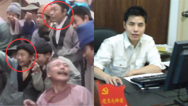 Con trai ông từng theo cha làm phim khi mới 13 tuổi (ảnh trái) dù chỉ đảm nhận vai phụ. Hiện, anh là doanh nhân có tiếng tại Trung Quốc. Ảnh: 163.