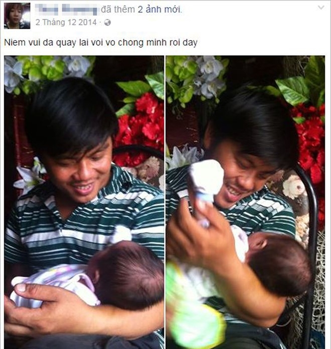 Anh Tin bên đứa con gái đầu lòng. Ảnh: Facebook chị Thùy.