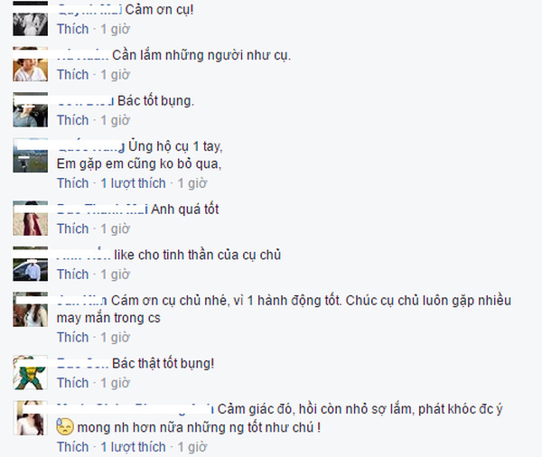 Nhiều bình luận của cư dân mạng cảm kích tấm lòng của người tài xế.