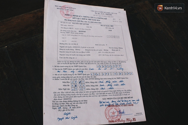 ... Và điểm thi rất đẹp nhưng Quỳnh vẫn không có đủ điều kiện dự xét tuyển vào Học viện An ninh.
