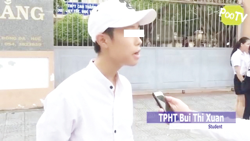 Một nhân vật trong clip tự giới thiệu đến từ Trường THPT Bùi Thị Xuân (ảnh cắt từ clip).