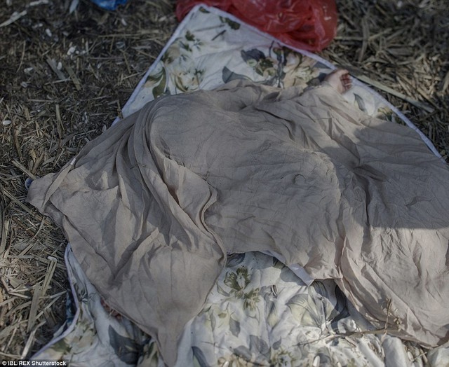 Juliana, 2, has spent the past two days walking through Serbia in an attempt to cross the border into Europe. She sleeps during the day because at night her family attempts to make the crossing