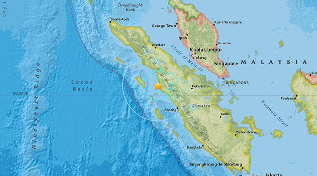 
Vị trí của trận động đất mạnh nhất hôm 8/11 tại Indonesia. Ảnh: Cơ quan Khảo sát Địa chất Mỹ.
