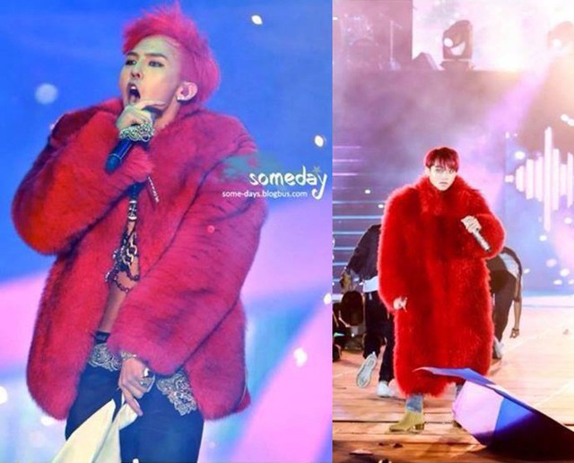 Hình ảnh chiếc áo gây bão cộng đồng mạng của Sơn Tùng M-TP (phải) và G-Dragon.