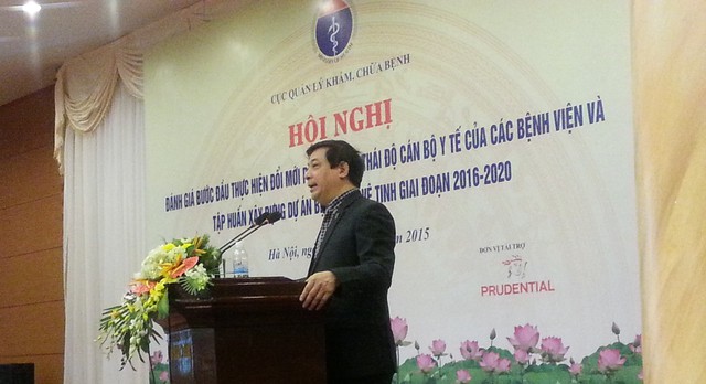 
PGS.TS Lương Ngọc Khuê, Cục Quản lý Khám, chữa bệnh (Bộ Y tế) phát biểu tại Hội nghị 
