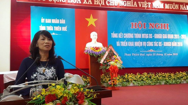 
Bà Hoàng Thị Tâm, Phó Giám đốc Sở Y tế tỉnh Thừa Thiên Huế phát biểu tại Hội nghị
