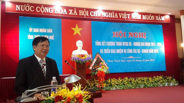 
PGS.TS Nguyễn Dung, Phó Chủ tịch UBND tỉnh, Trưởng ban chỉ đạo công tác DS-KHHGĐ tỉnh Thừa Thiên Huế phát biểu chỉ đạo tại Hội nghị
