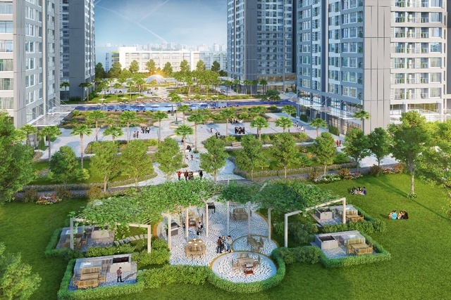 
H&igrave;nh 2: Vườn BBQ v&agrave; c&aacute;c cảnh quan xanh gần t&ograve;a Park 11 mang tới kh&ocirc;ng gian nghỉ ngơi thư gi&atilde;n cho cư d&acirc;n
