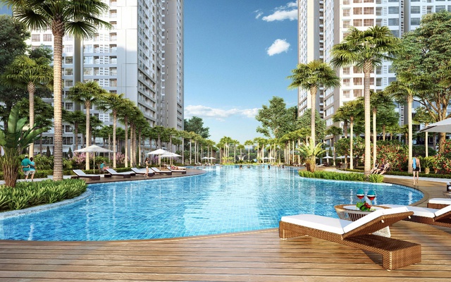 H&igrave;nh 3 &ndash; Kh&ocirc;ng gian sống tại Park Hill PREMIUM mang phong c&aacute;ch sống resort với bể bơi d&agrave;i 80m v&agrave; hệ thống vườn đa dạng
