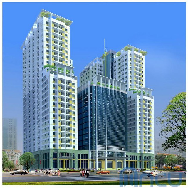 Phối cảnh chung của cụm chung cư, văn phòng cho thuê Sông Hồng Park View