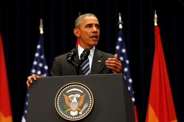 
Tổng thống Obama phát biểu trước hơn 2.000 trí thức, sinh viên, doanh nhân trẻ tại Trung tâm Hội nghị quốc gia Mỹ Đình
