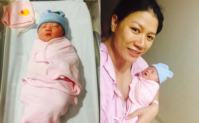 Trang Trần và con gái Kiến Lửa khi mới sinh