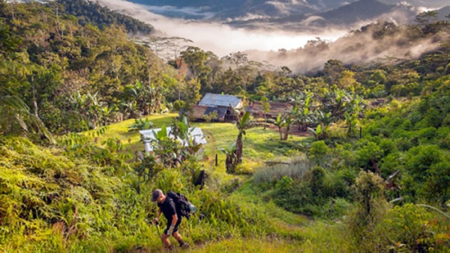 
Du kh&aacute;ch trekking trong rừng rậm ở Papua New Guinea. Ảnh: NatGeo
