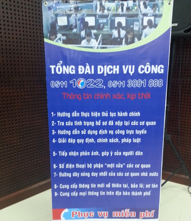 Tổng đài dịch vụ công 0511.1022; 05113881888 phục vụ miễn phí. Ảnh: Đức Hoàng