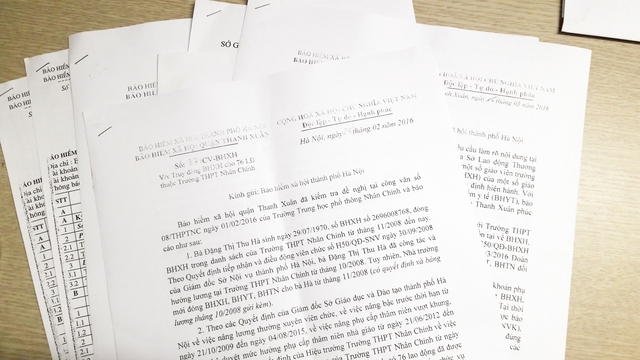 Báo cáo của BHXH quận Thanh Xuân chỉ rõ những sai phạm của trường THPT Nhân Chính trong giai đoạn ông Kim làm Hiệu trưởng. Ảnh: C.T