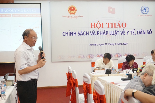 
Ông Nguyễn Văn Tân - Phó Tổng cục trưởng phụ trách Tổng cục DS-KHHGĐ (Bộ Y tế) phát biểu tại Hội thảo. Ảnh N.Mai
