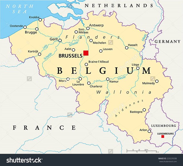 Vị trí thành phố Brussels trên bản đồ. Ảnh: Shutterstock.com