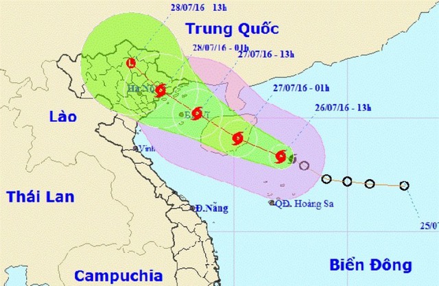 
Hướng di chuyển của cơn bão số 1. Ảnh: TL
