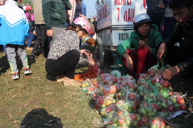 Chị Nguyễn Thị Mến, người mua hàng cho biết: Năm nay 40 nghìn đồng một cân cà chua nên tôi chỉ mua về nhà ăn thôi.