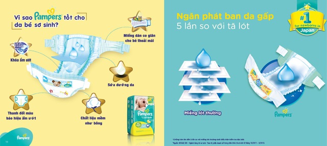 Với công nghệ bảo vệ da 5 sao, Pampers đã được các mẹ Nhật Bản tin dùng