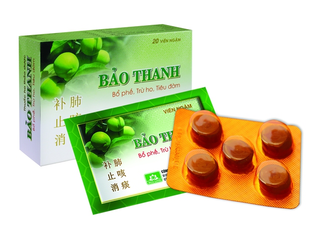 Viên ngậm Bảo Thanh truyền thống (hộp màu xanh, sử dụng phổ biến từ năm 2006 đến nay)