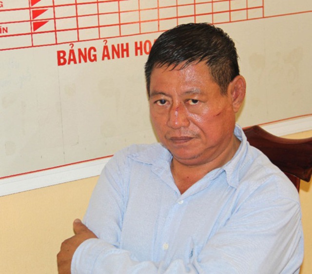 Trung tá người Campuchia Lai Bun Thi tại cơ quan chức năng tỉnh An Giang. Ảnh: VNN