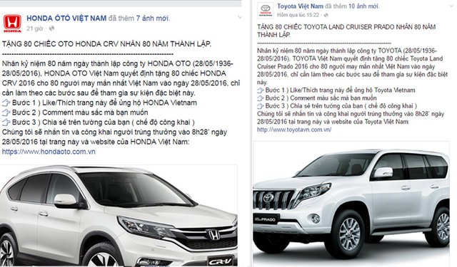 
Fanpage lừa đảo trúng thưởng 80 chiếc ô tô Honda CRV.
