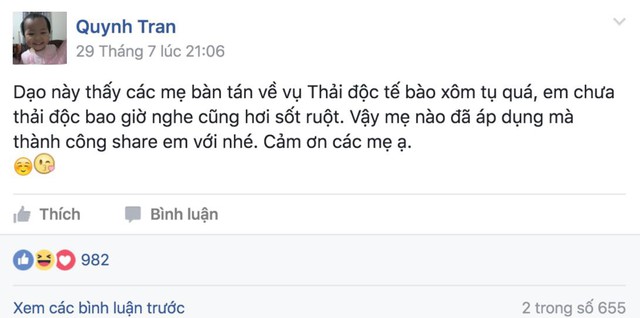 Trên các group facebook, các mẹ cũng đang bàn tán rất sôi nổi về phương pháp thải độc tế bào.