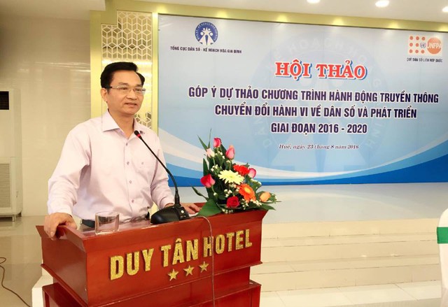 
Ông Lê Cảnh Nhạc, Phó Tổng cục trưởng Tổng cục DS-KHHGĐ phát biểu tại Hội thảo
