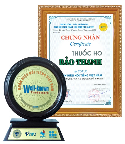 Nhãn hiệu nổi tiếng 2014 có sự góp mặt của Thuốc ho đông dược Bảo Thanh 2